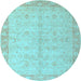 Round Oriental Light Blue Modern Rug, abs4193lblu