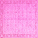 Square Machine Washable Oriental Pink Modern Rug, wshabs4193pnk