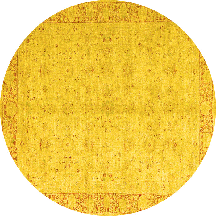 Round Oriental Yellow Modern Rug, abs4193yw
