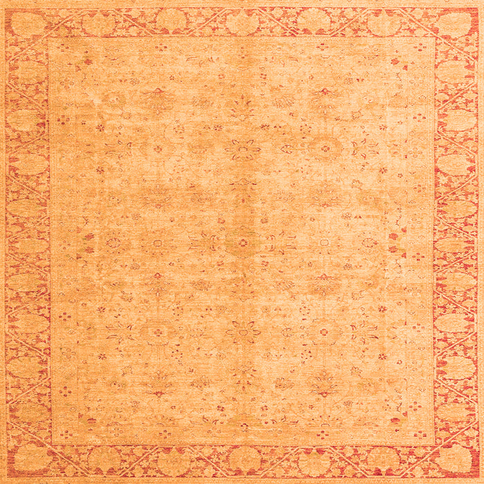 Square Machine Washable Oriental Orange Modern Area Rugs, wshabs4193org