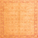 Square Machine Washable Oriental Orange Modern Area Rugs, wshabs4193org