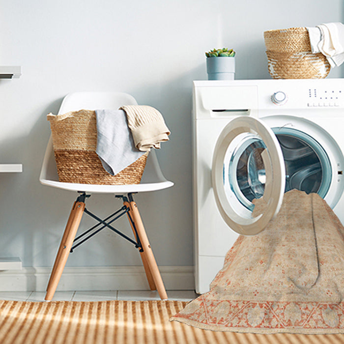 Machine Washable Abstract Brown Gold Rug in a Washing Machine, wshabs4193