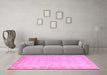 Machine Washable Oriental Pink Modern Rug in a Living Room, wshabs4193pnk