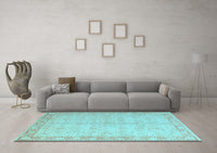 Machine Washable Oriental Light Blue Modern Rug, wshabs4193lblu