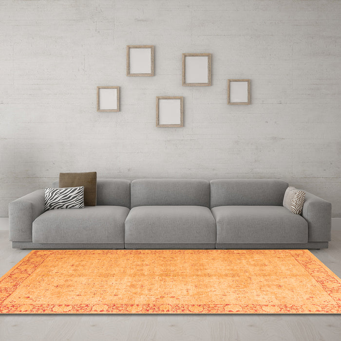 Machine Washable Oriental Orange Modern Area Rugs in a Living Room, wshabs4193org
