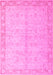 Machine Washable Oriental Pink Modern Rug, wshabs4193pnk