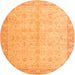 Round Machine Washable Oriental Orange Modern Area Rugs, wshabs4193org