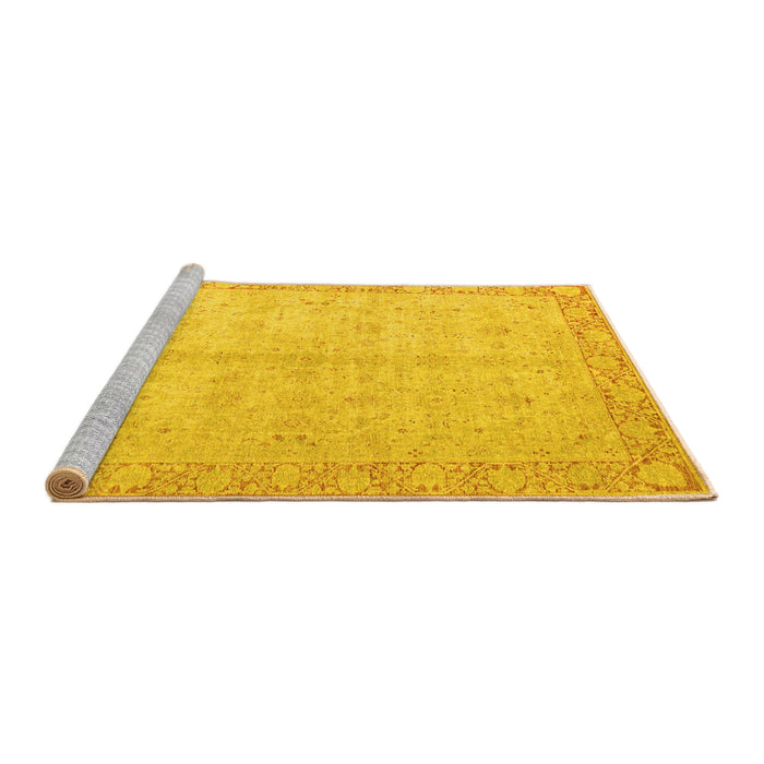 Sideview of Machine Washable Oriental Yellow Modern Rug, wshabs4193yw