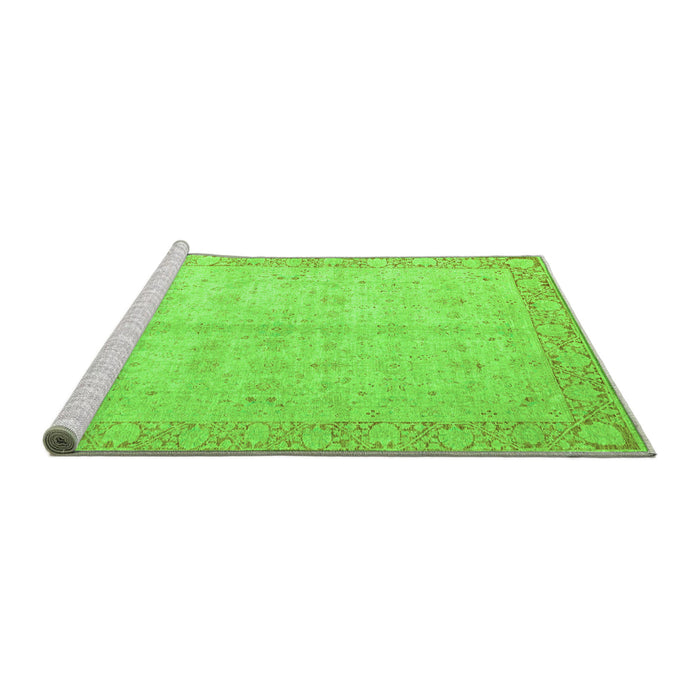 Sideview of Machine Washable Oriental Green Modern Area Rugs, wshabs4193grn
