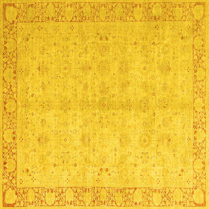 Square Machine Washable Oriental Yellow Modern Rug, wshabs4193yw
