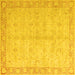 Square Machine Washable Oriental Yellow Modern Rug, wshabs4193yw