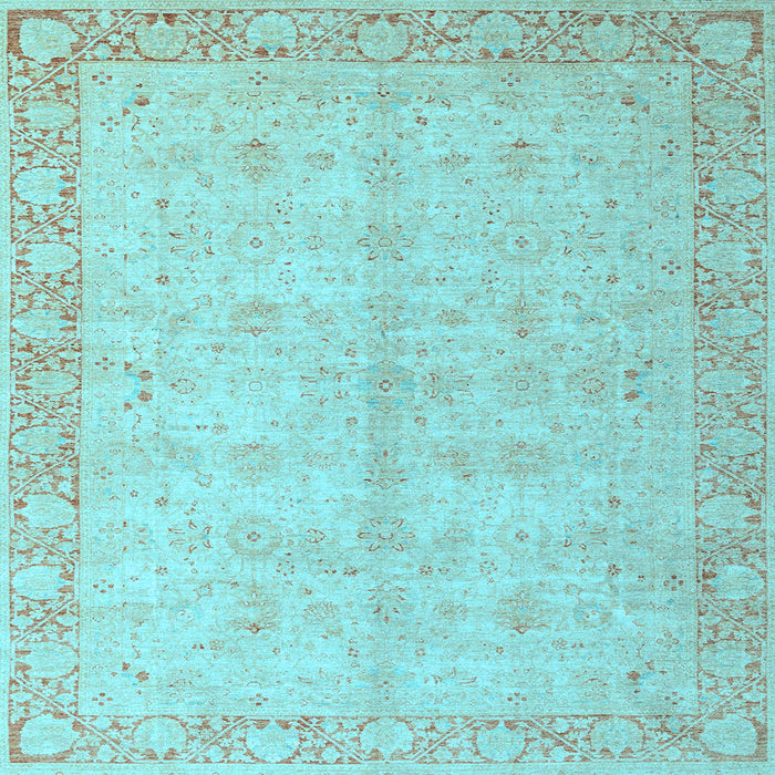 Square Machine Washable Oriental Light Blue Modern Rug, wshabs4193lblu
