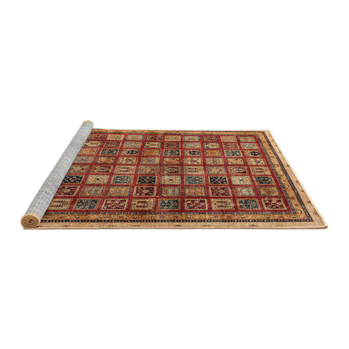 Sideview of Machine Washable Abstract Tomato Red Rug, wshabs4194