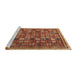 Sideview of Machine Washable Abstract Tomato Red Rug, wshabs4194