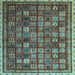 Square Oriental Light Blue Modern Rug, abs4194lblu