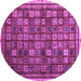 Round Machine Washable Oriental Purple Modern Area Rugs, wshabs4194pur