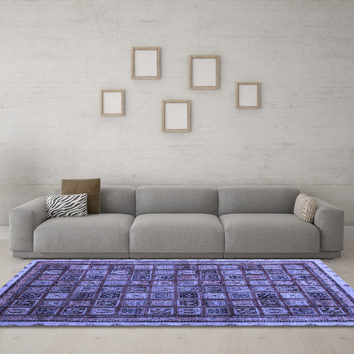 Machine Washable Oriental Blue Modern Rug in a Living Room, wshabs4194blu