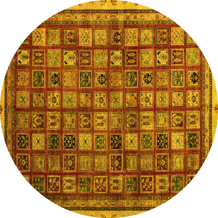 Round Oriental Yellow Modern Rug, abs4194yw