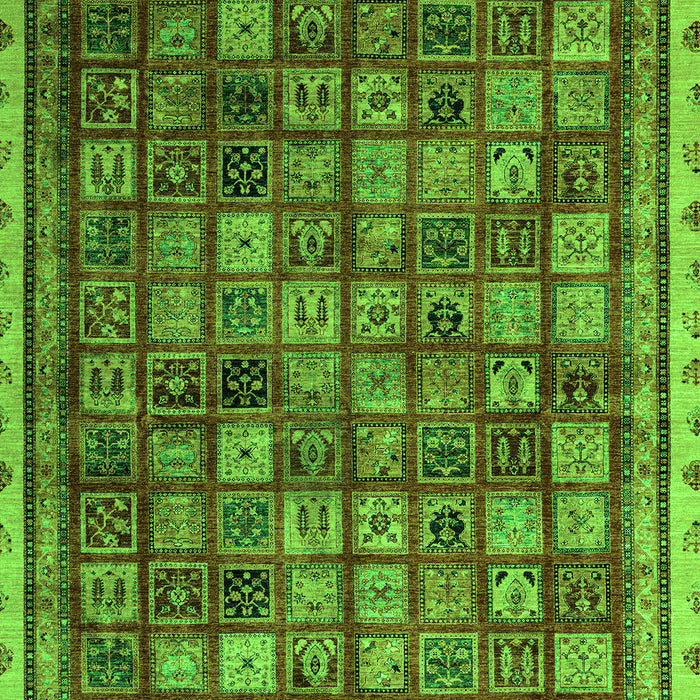 Machine Washable Oriental Green Modern Area Rugs, wshabs4194grn