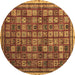 Round Machine Washable Oriental Brown Modern Rug, wshabs4194brn