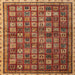 Square Abstract Red Oriental Rug, abs4194