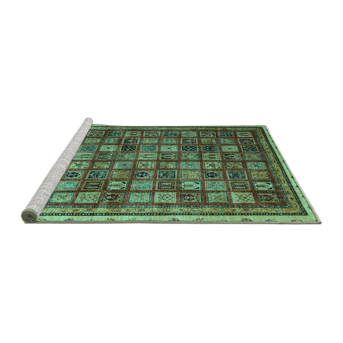 Sideview of Machine Washable Oriental Turquoise Modern Area Rugs, wshabs4194turq