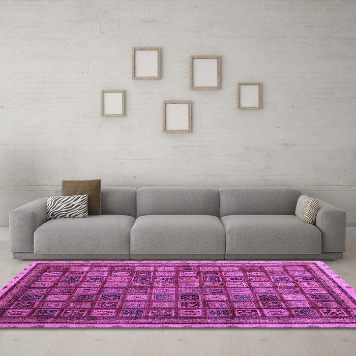 Machine Washable Oriental Purple Modern Area Rugs in a Living Room, wshabs4194pur