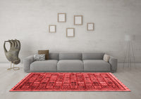 Machine Washable Oriental Red Modern Rug, wshabs4194red