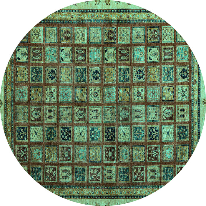 Round Oriental Turquoise Modern Rug, abs4194turq