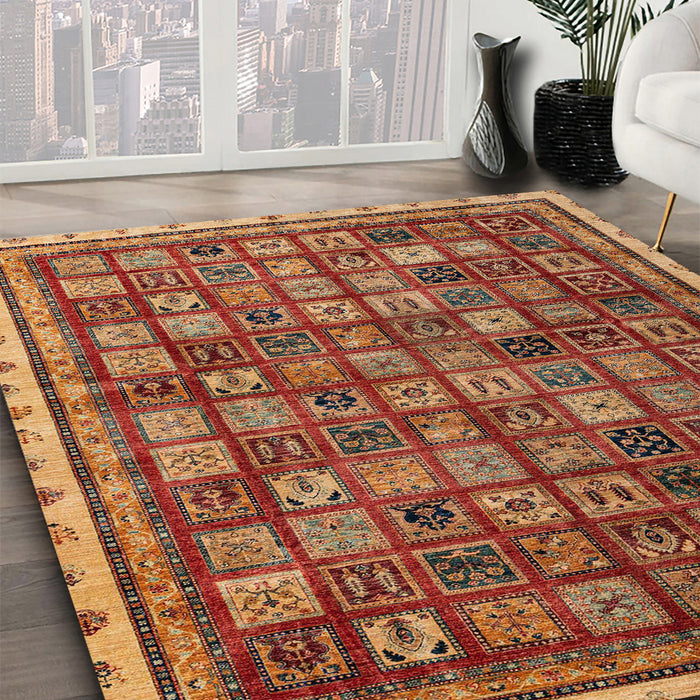 Abstract Red Oriental Rug in Family Room, abs4194