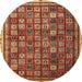 Round Abstract Red Oriental Rug, abs4194