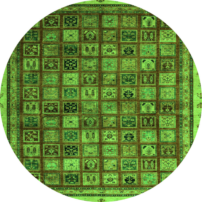 Round Oriental Green Modern Rug, abs4194grn