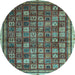 Round Oriental Light Blue Modern Rug, abs4194lblu