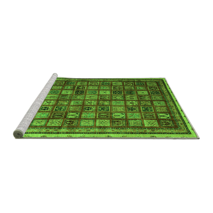 Sideview of Machine Washable Oriental Green Modern Area Rugs, wshabs4194grn