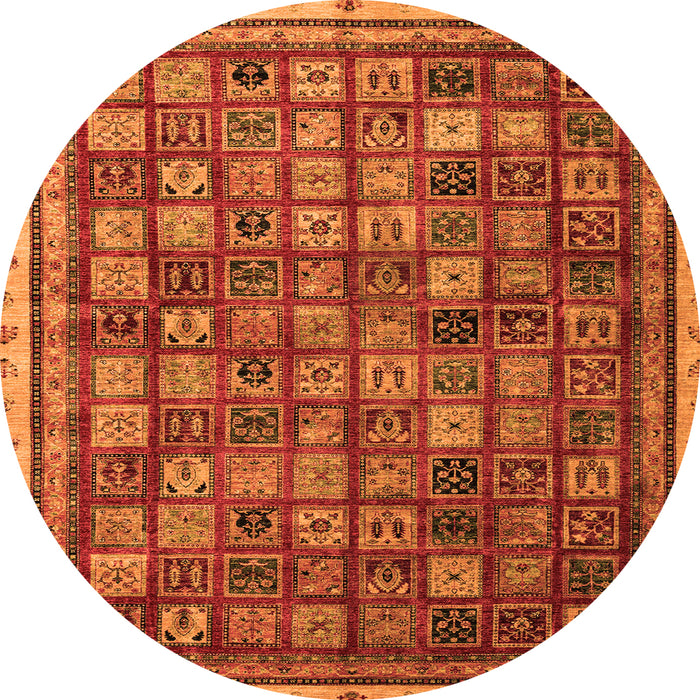 Round Oriental Orange Modern Rug, abs4194org