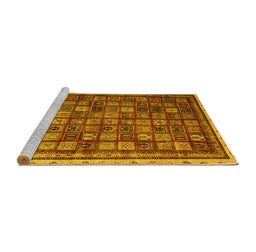 Sideview of Machine Washable Oriental Yellow Modern Rug, wshabs4194yw