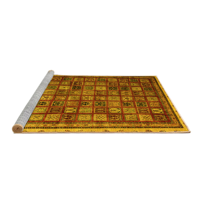 Sideview of Machine Washable Oriental Yellow Modern Rug, wshabs4194yw