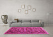 Machine Washable Oriental Pink Modern Rug in a Living Room, wshabs4194pnk