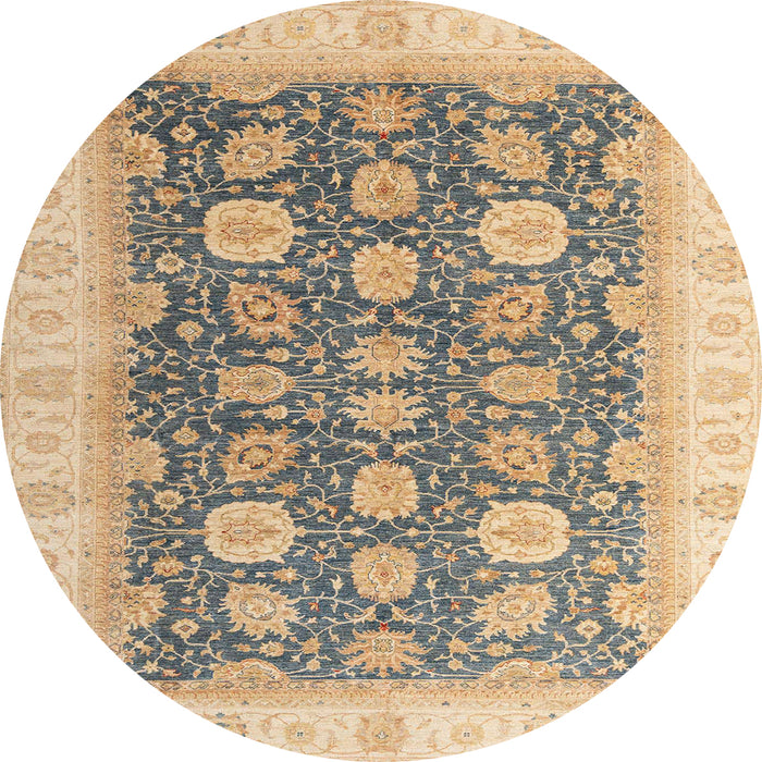 Round Abstract Dark Almond Brown Oriental Rug, abs4195