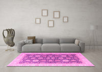 Machine Washable Oriental Pink Modern Rug, wshabs4195pnk