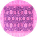 Round Machine Washable Oriental Pink Modern Rug, wshabs4195pnk