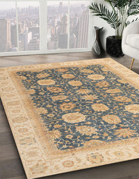 Abstract Dark Almond Brown Oriental Rug, abs4195