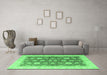 Machine Washable Oriental Emerald Green Modern Area Rugs in a Living Room,, wshabs4195emgrn