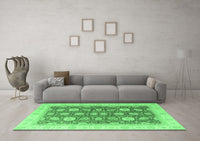 Machine Washable Oriental Emerald Green Modern Rug, wshabs4195emgrn