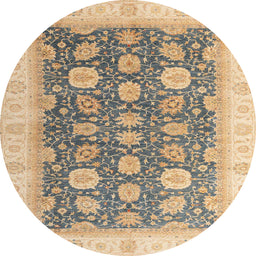 Round Machine Washable Abstract Dark Almond Brown Rug, wshabs4195