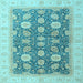 Square Machine Washable Oriental Light Blue Modern Rug, wshabs4195lblu