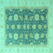 Square Machine Washable Oriental Turquoise Modern Area Rugs, wshabs4195turq