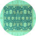 Round Oriental Turquoise Modern Rug, abs4195turq