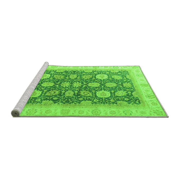 Sideview of Machine Washable Oriental Green Modern Area Rugs, wshabs4195grn