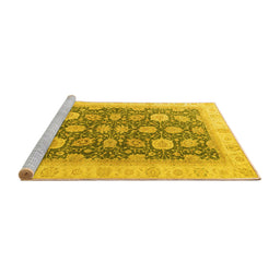 Sideview of Machine Washable Oriental Yellow Modern Rug, wshabs4195yw